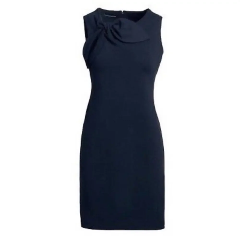Banana Republic Neck Bow Ponte Sheath Dress Navy Blue